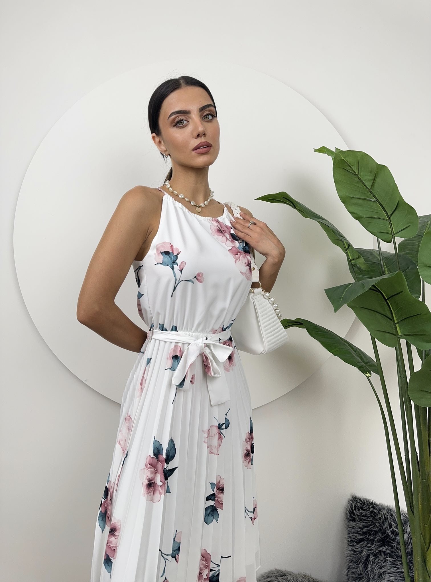 2158 ROSE-PATTERNED LACE-UP DRESS