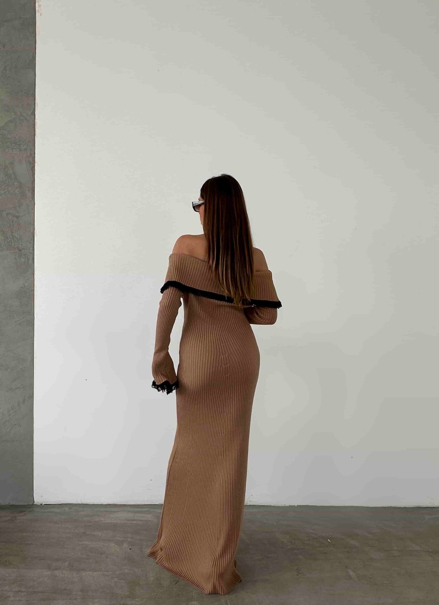 Dantel Detaylı Triko Elbise 1513