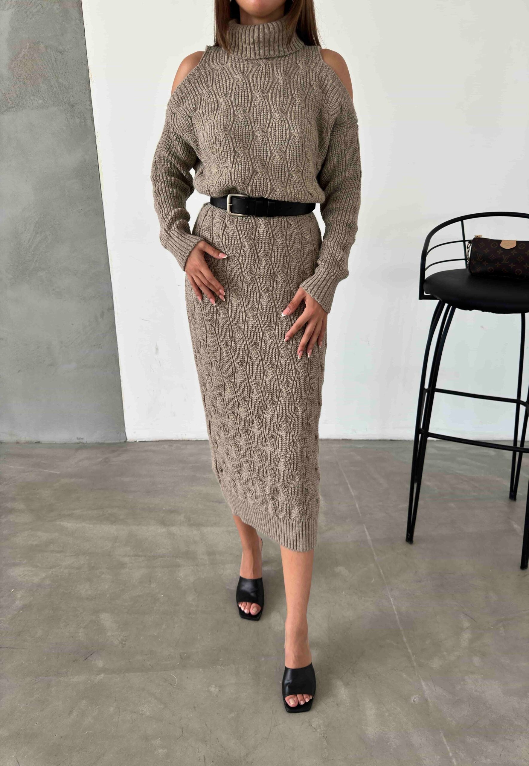 Kemerli Triko Elbise 1504