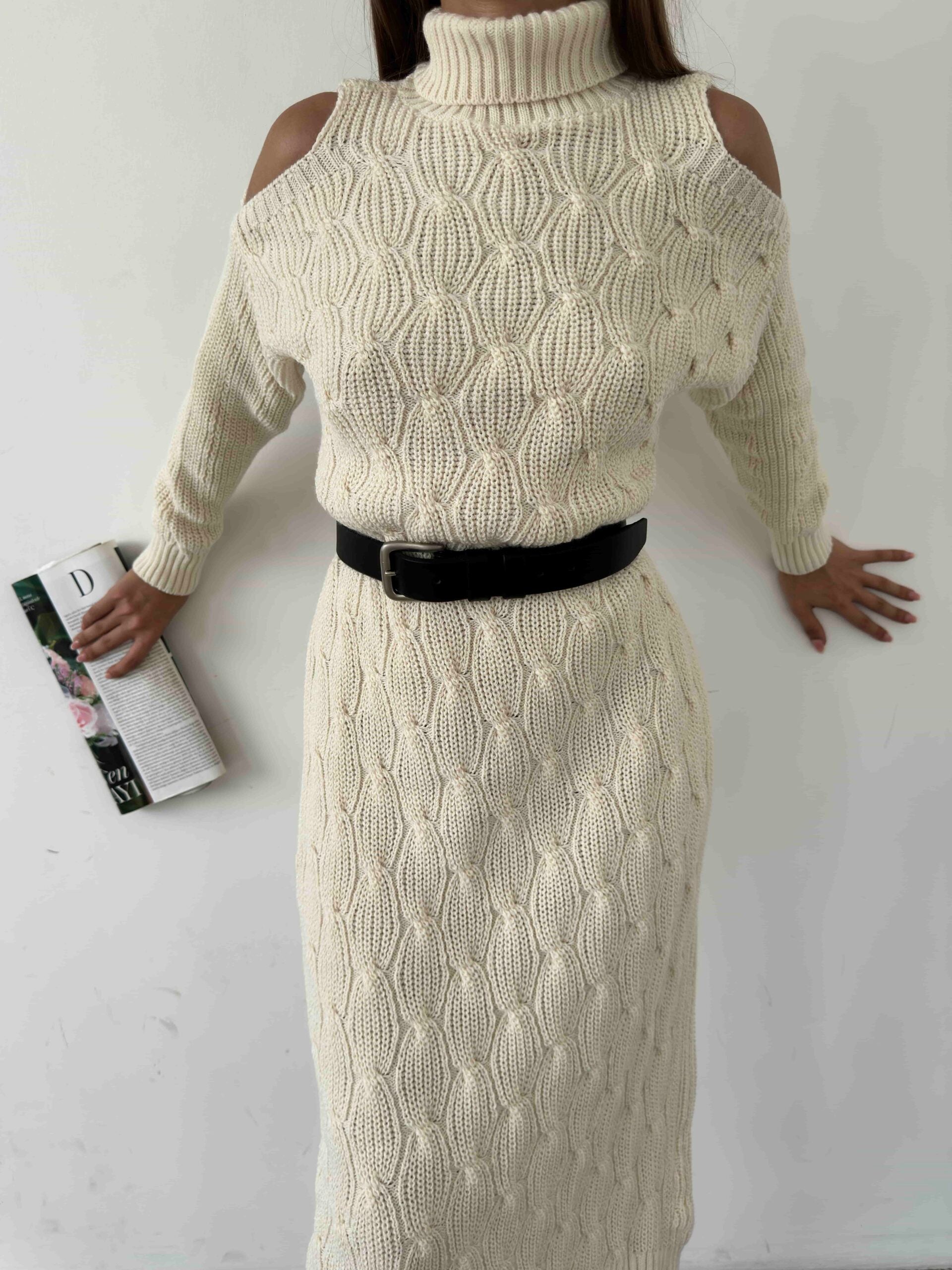 Kemerli Triko Elbise 1504