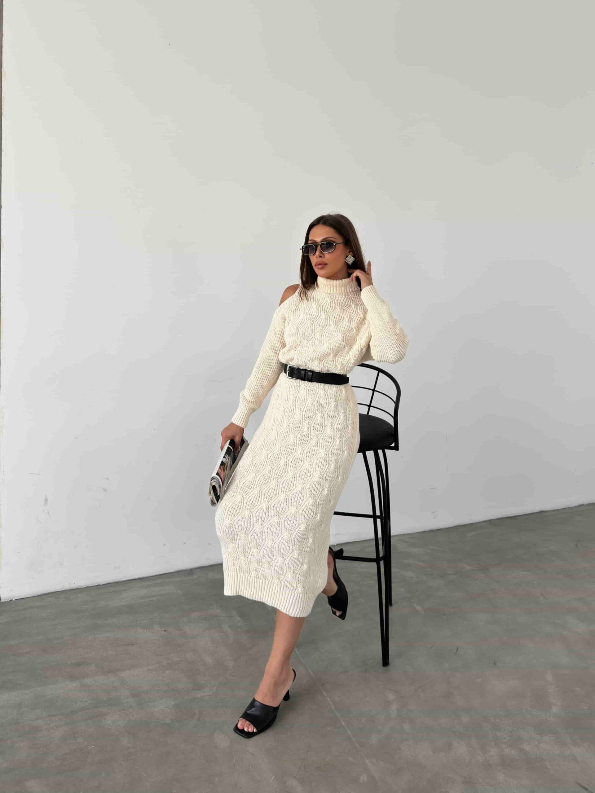 Kemerli Triko Elbise 1504