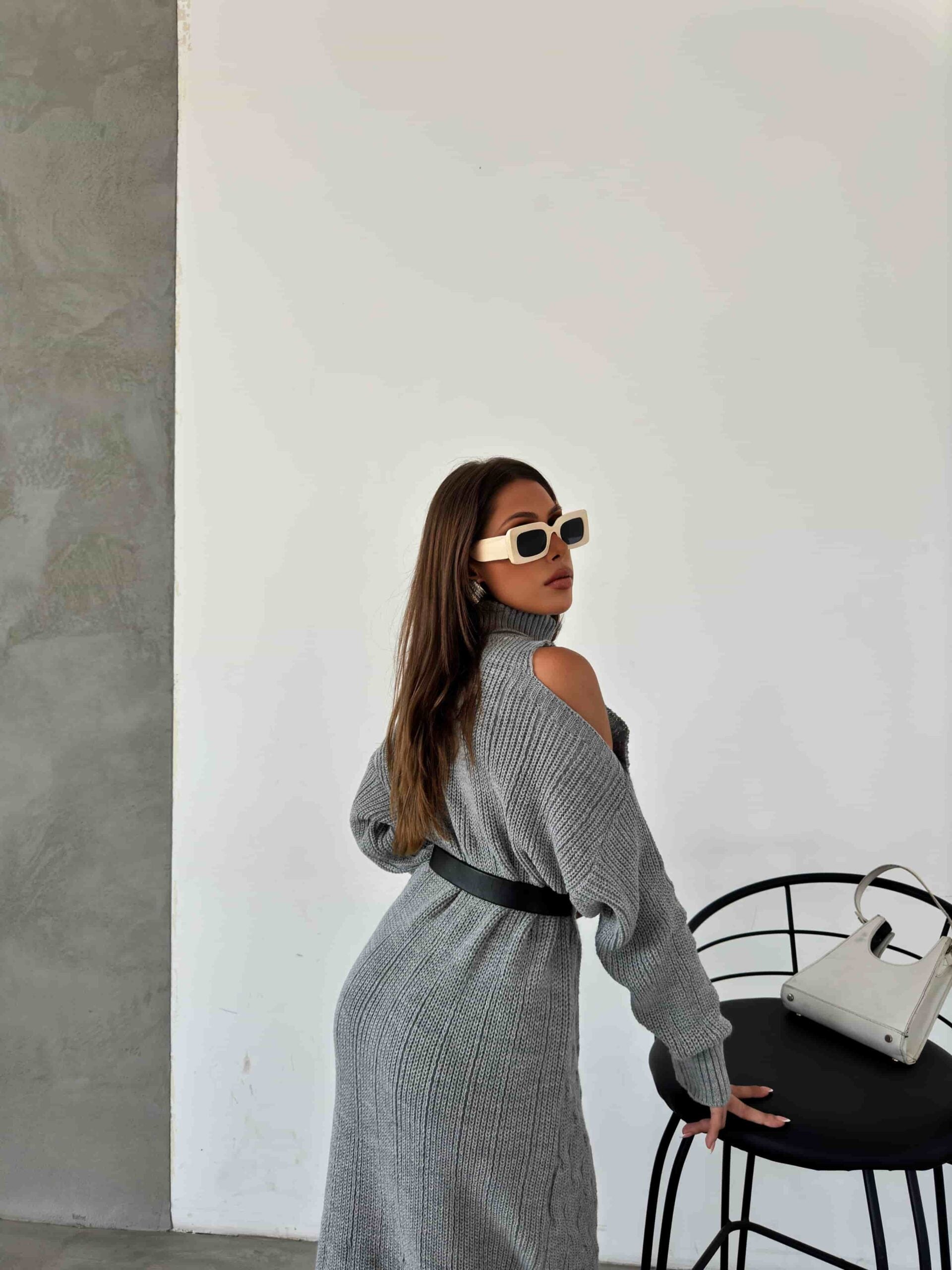 Kemerli Triko Elbise 1504