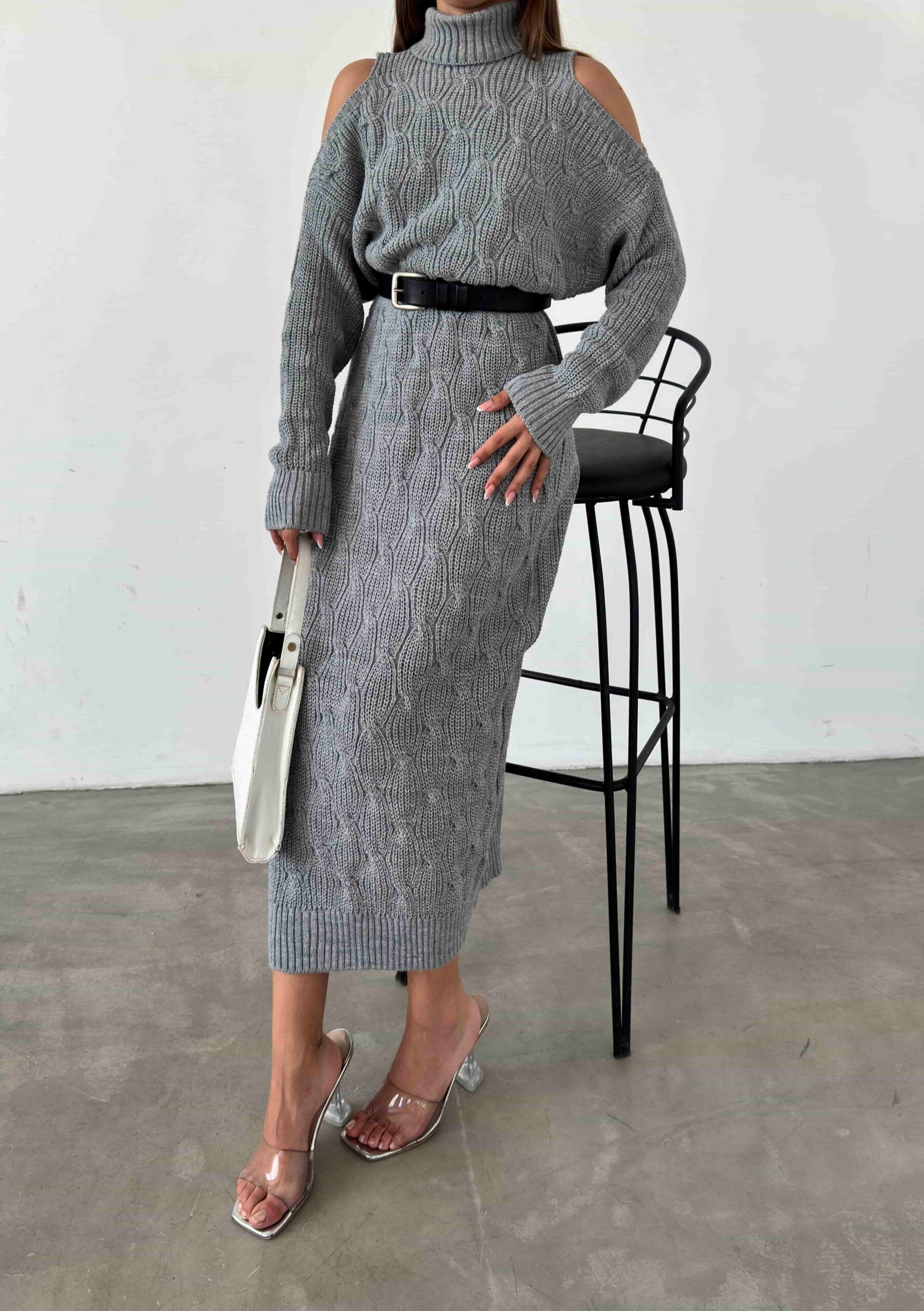 Kemerli Triko Elbise 1504