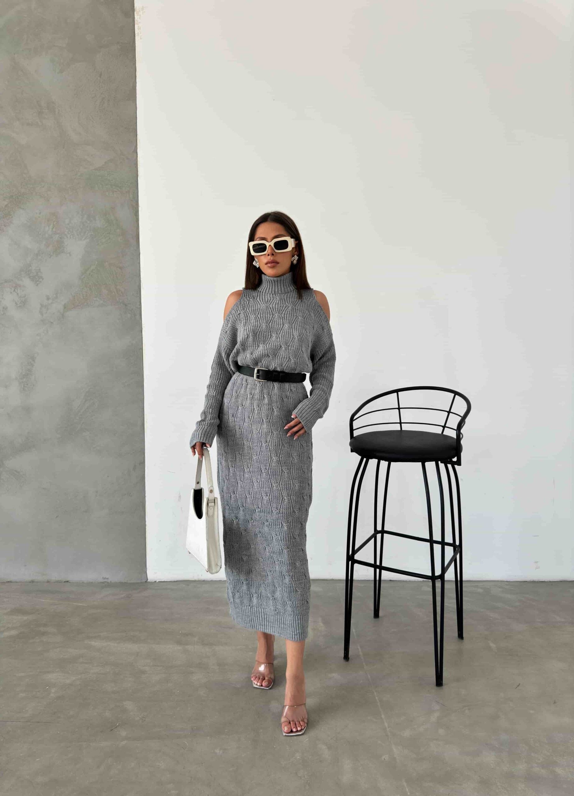 Kemerli Triko Elbise 1504