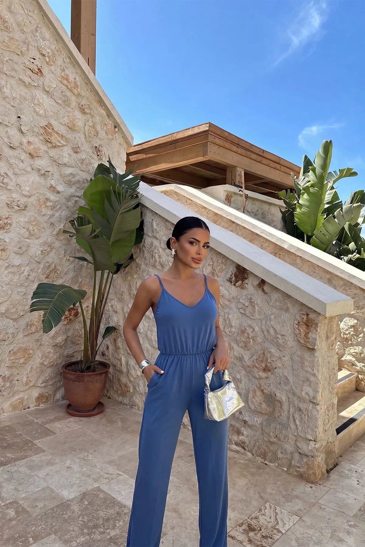 İndigo Askılı Tulum