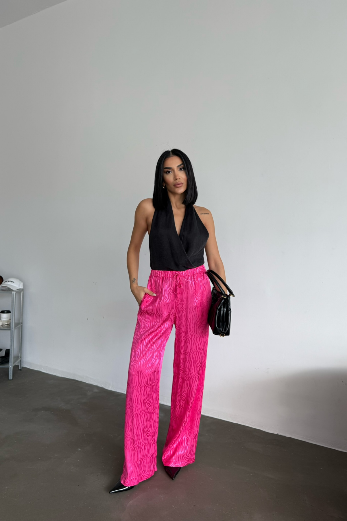 JAKAR SATEN PANTOLON - Fuşya