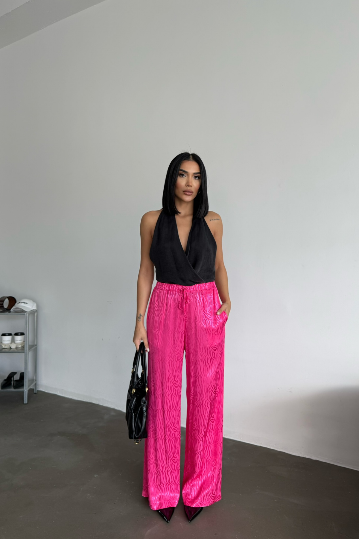 JAKAR SATEN PANTOLON - Fuşya