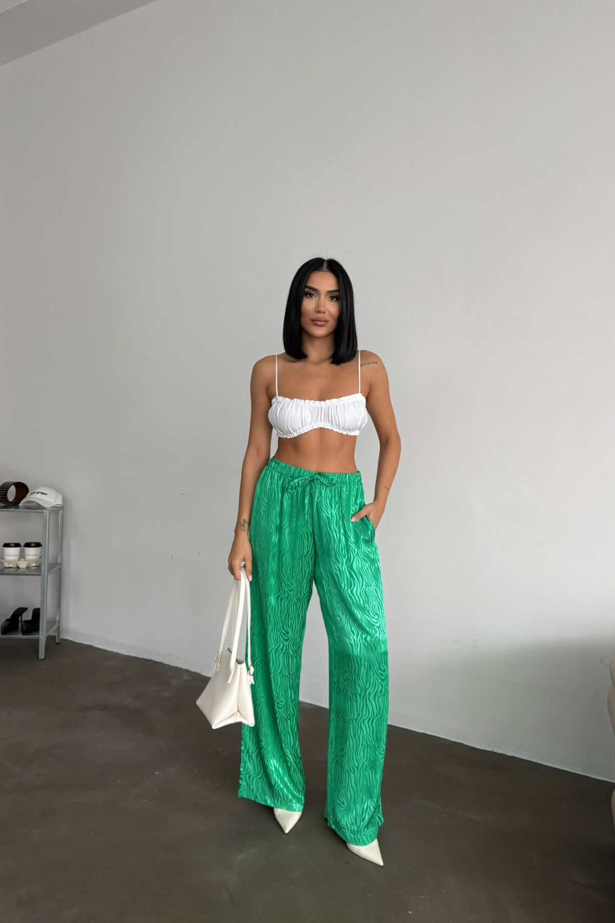 JAKAR SATEN PANTOLON - Yeşil