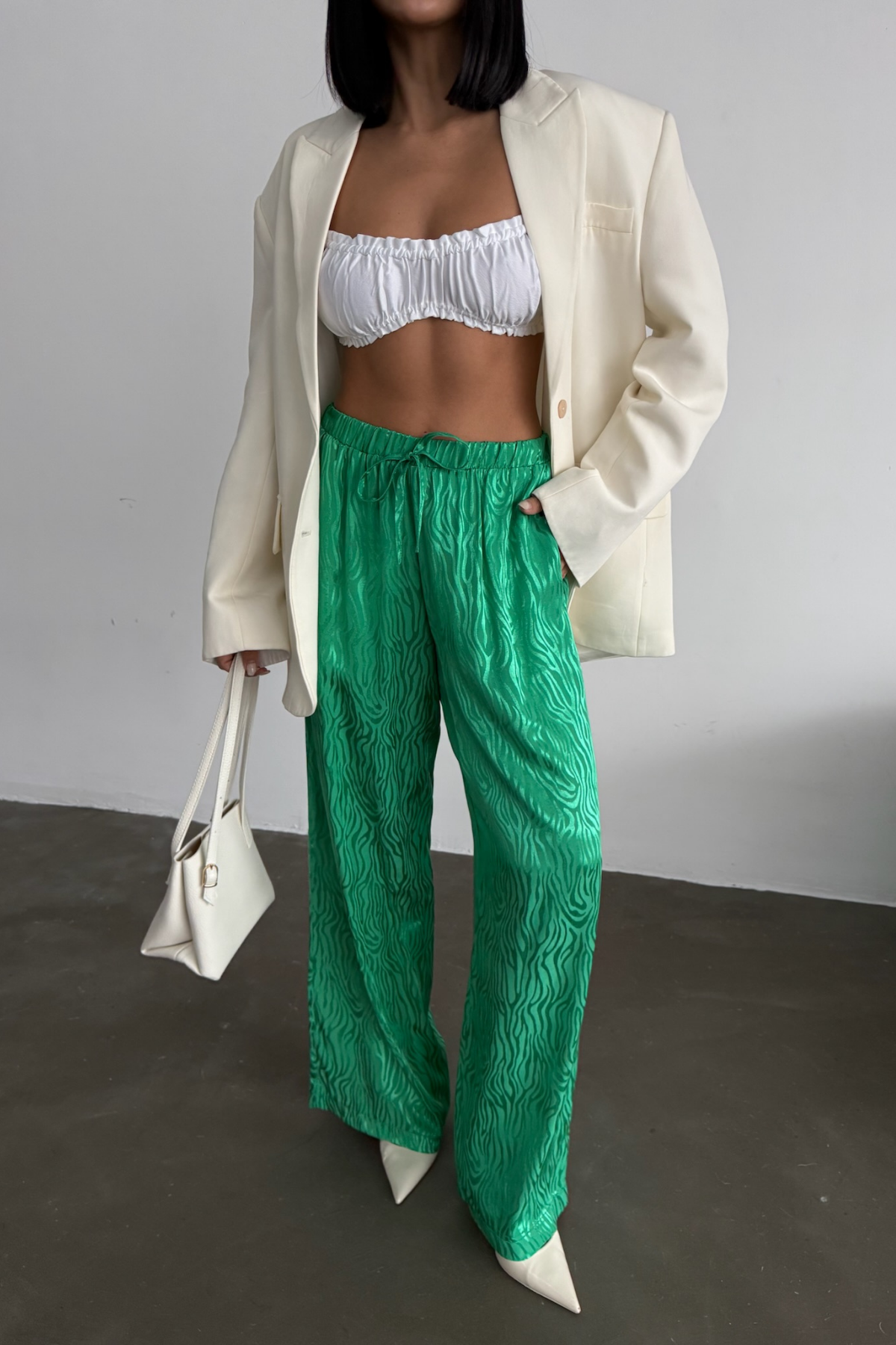 JAKAR SATEN PANTOLON - Yeşil