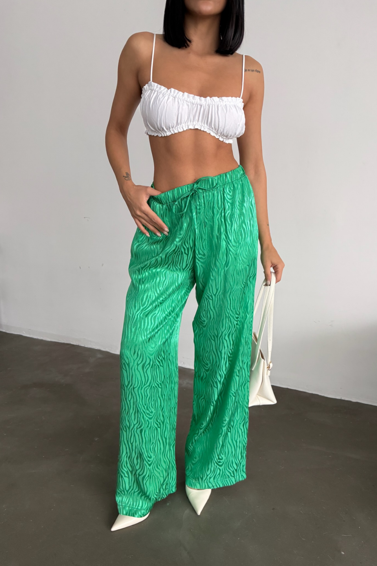 JAKAR SATEN PANTOLON - Yeşil