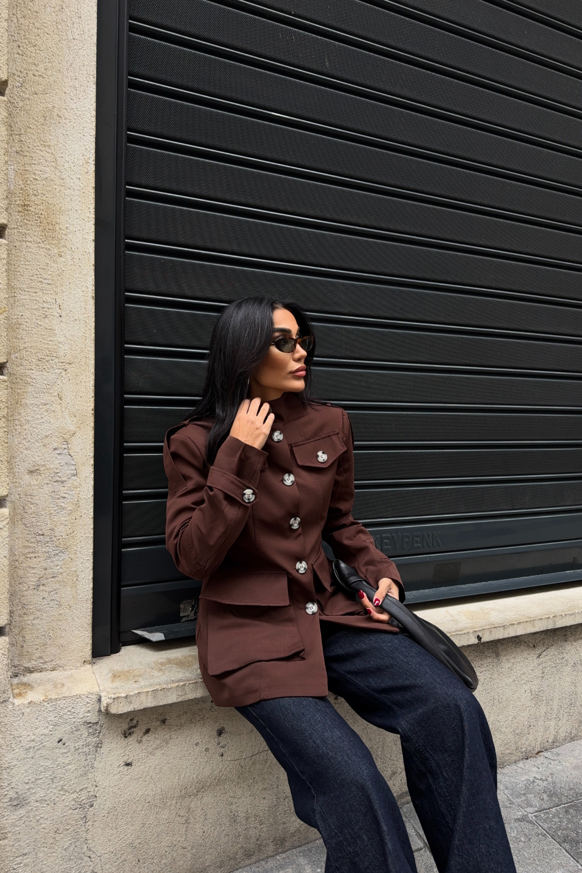 Kahverengi Hakim Yaka Büyük Cepli Trenckot