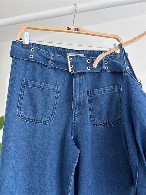 Kalın Kemer Detaylı Denim Takım 10166