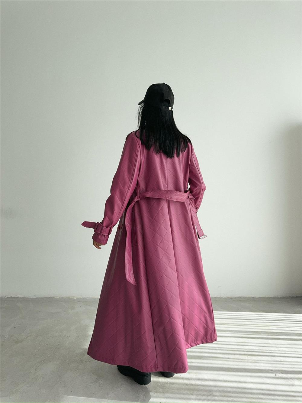 KAPİTONE DERİ TRENCH - Fuşya