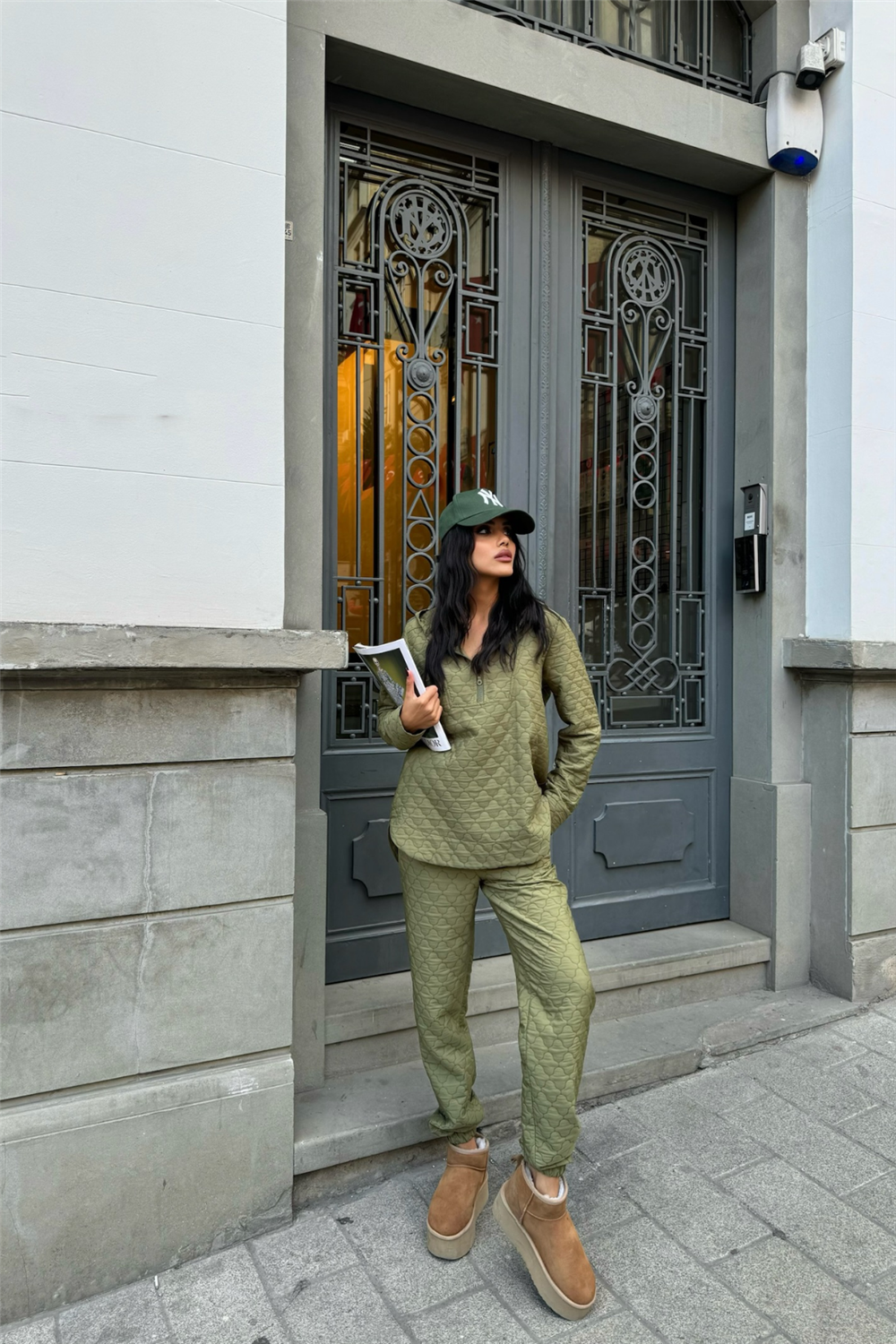 KAPİTONE KAPİŞONLU EŞOFMAN TAKIM - Haki