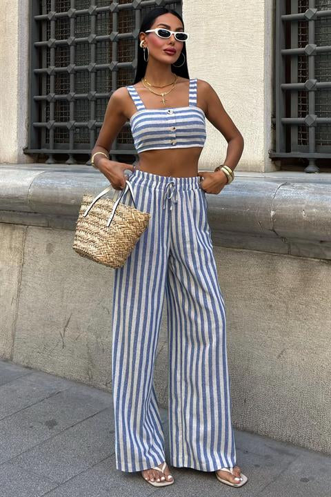 Karolina Keten Takım 9803-0025 MAVİ L