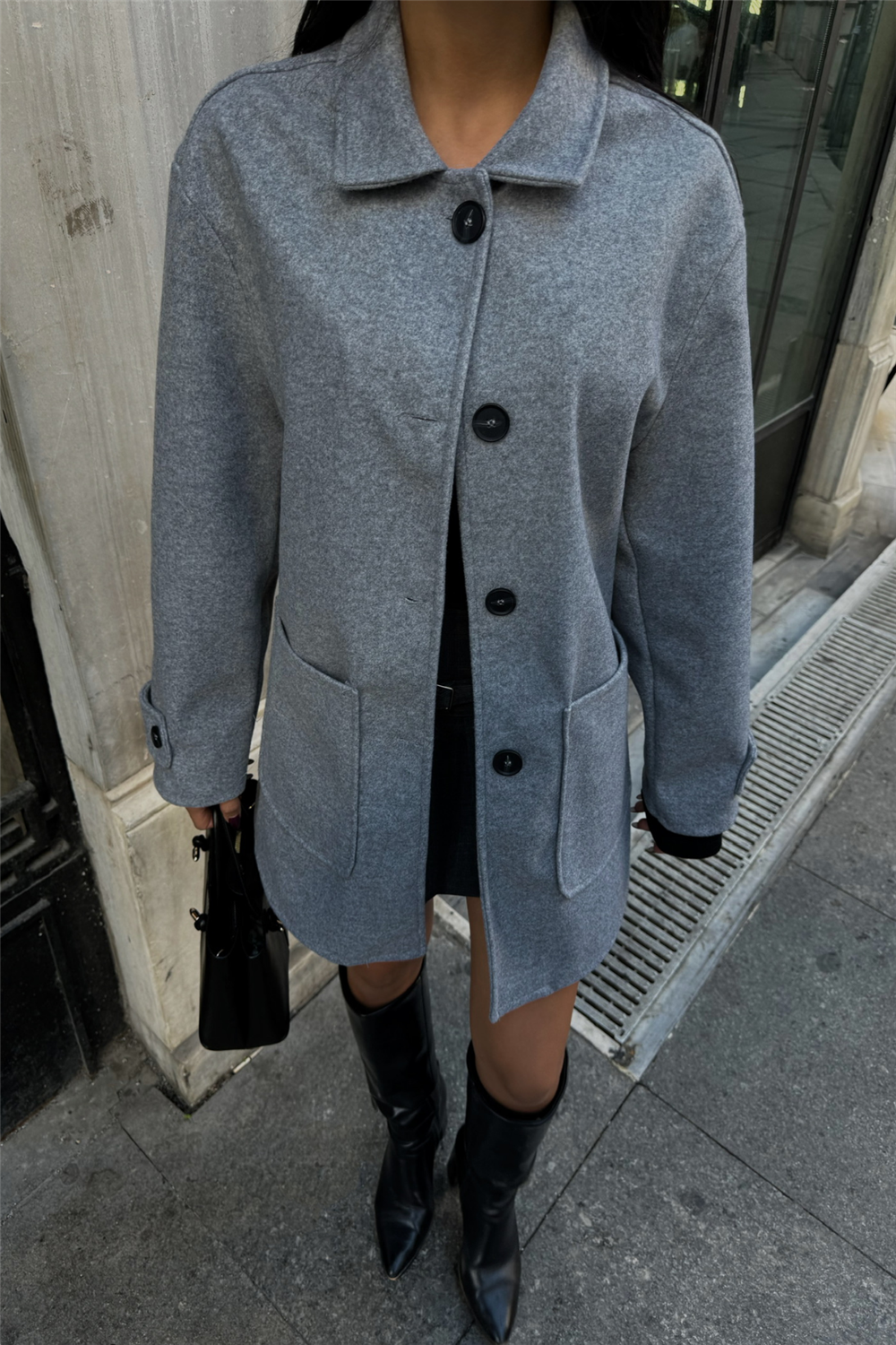 KAŞE CEKET 4 DÜĞME MODEL - Gri