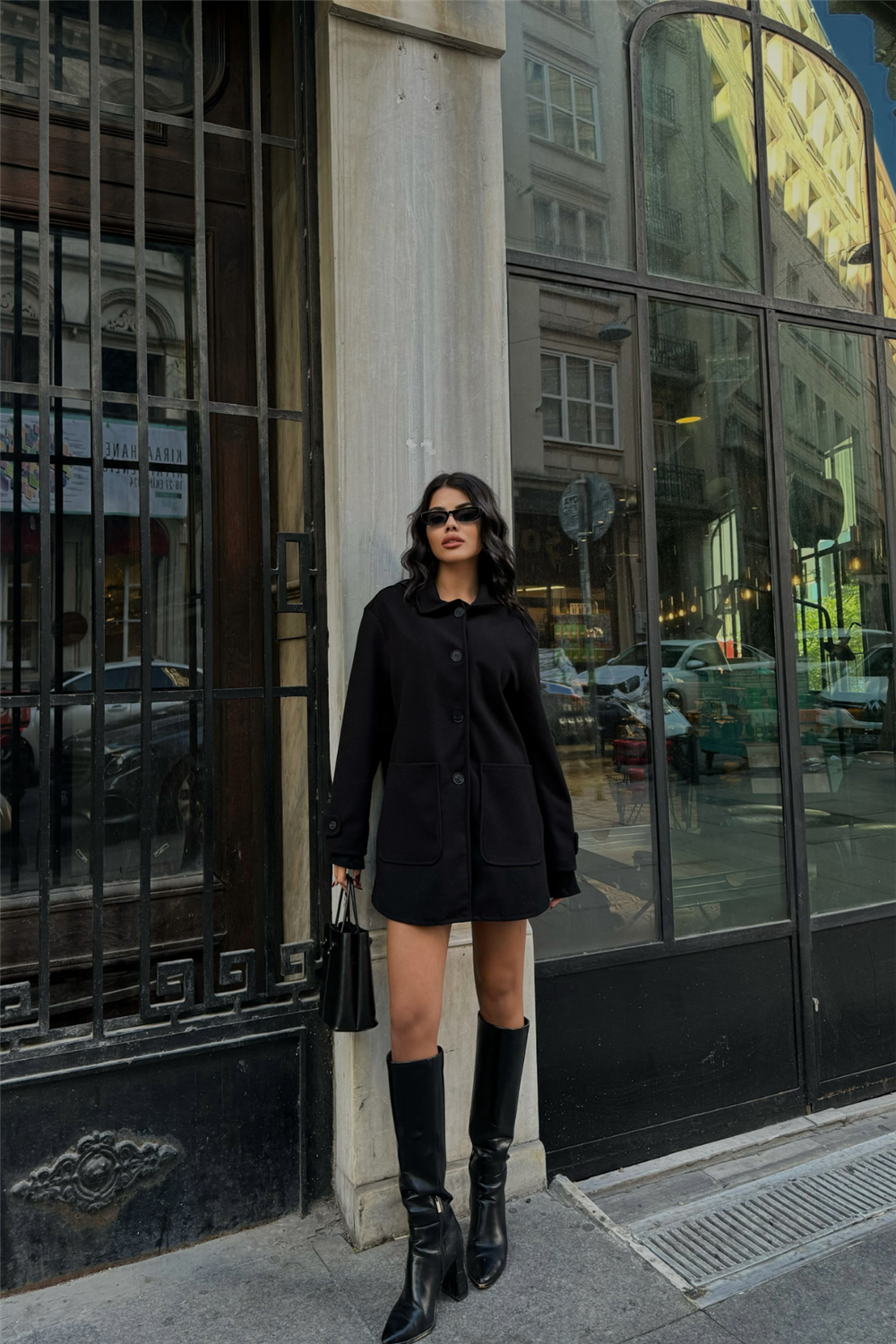 KAŞE CEKET 4 DÜĞME MODEL - Siyah