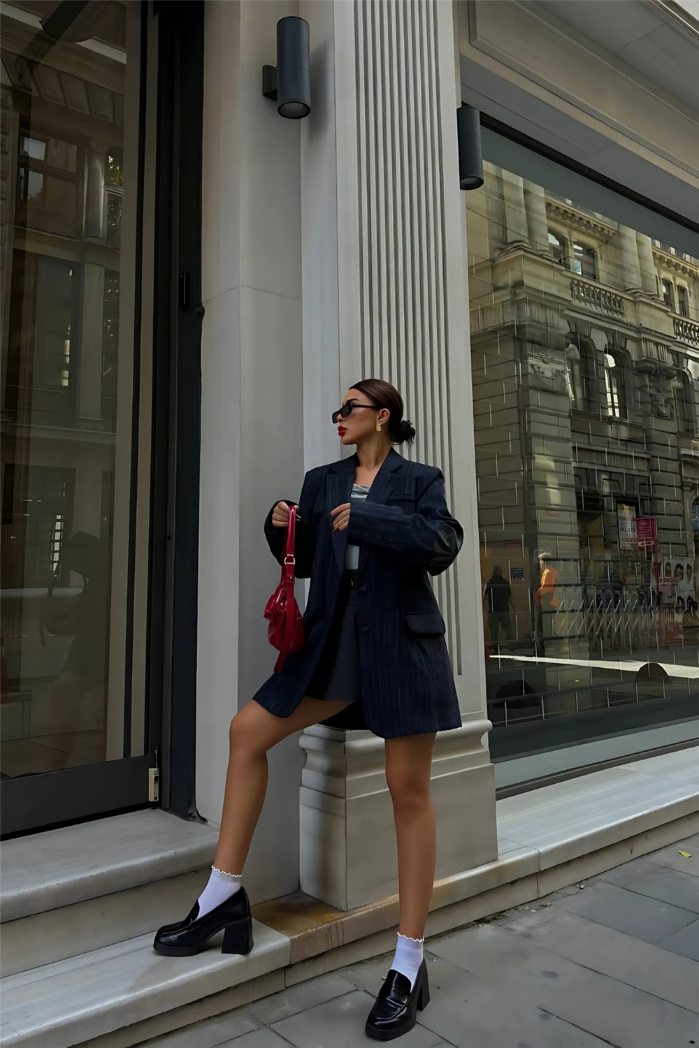 KAŞE CEKET DİRSEK DERİ PARÇALI - Lacivert