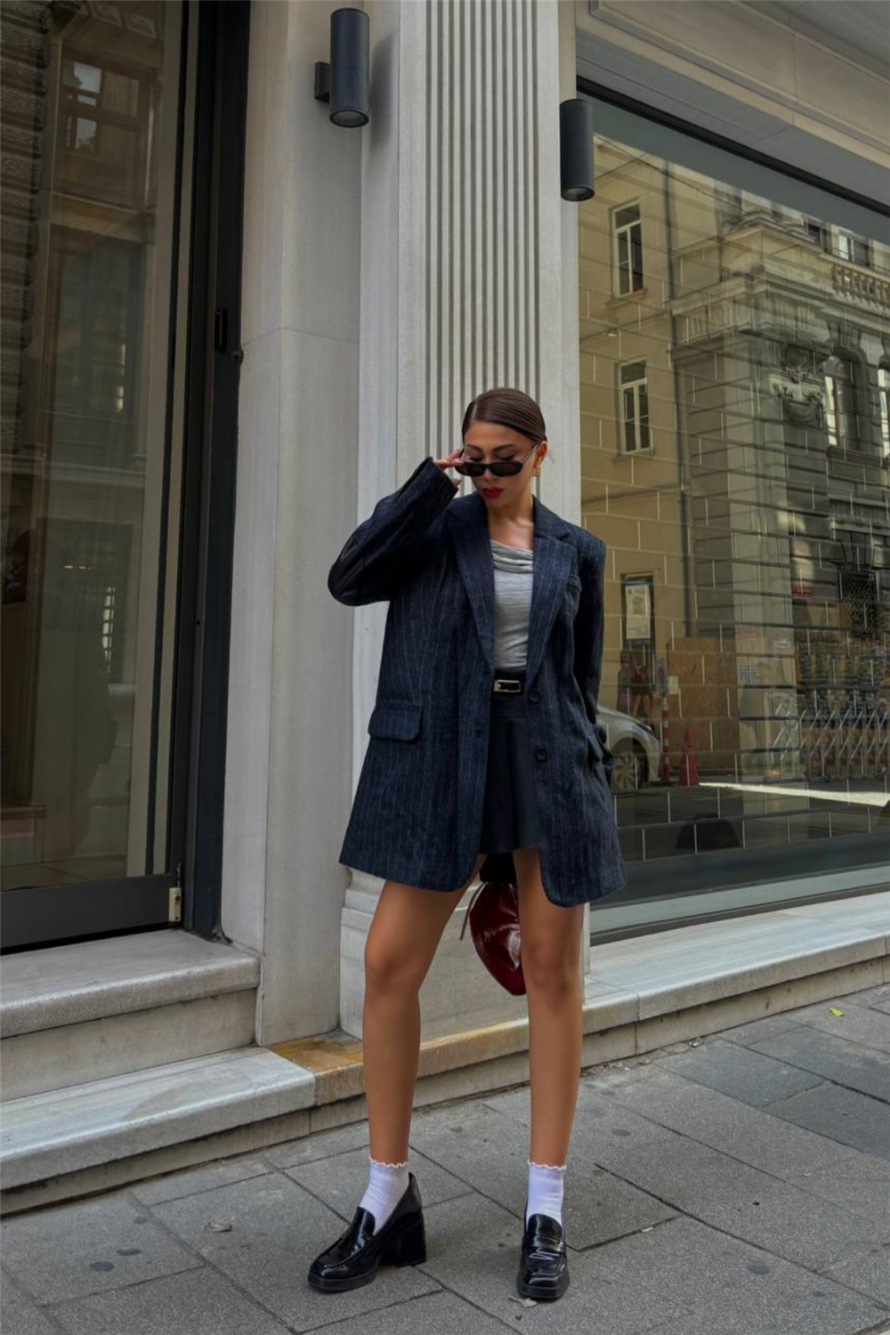 KAŞE CEKET DİRSEK DERİ PARÇALI - Lacivert