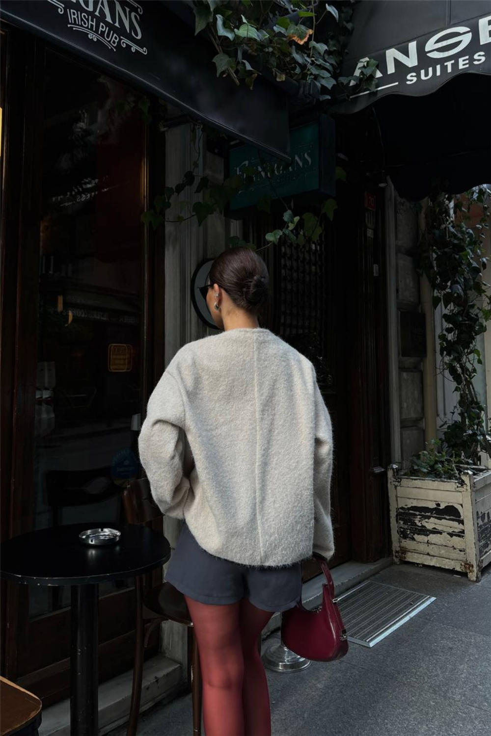 KAŞE FERMUARLI BLUZ - Taş