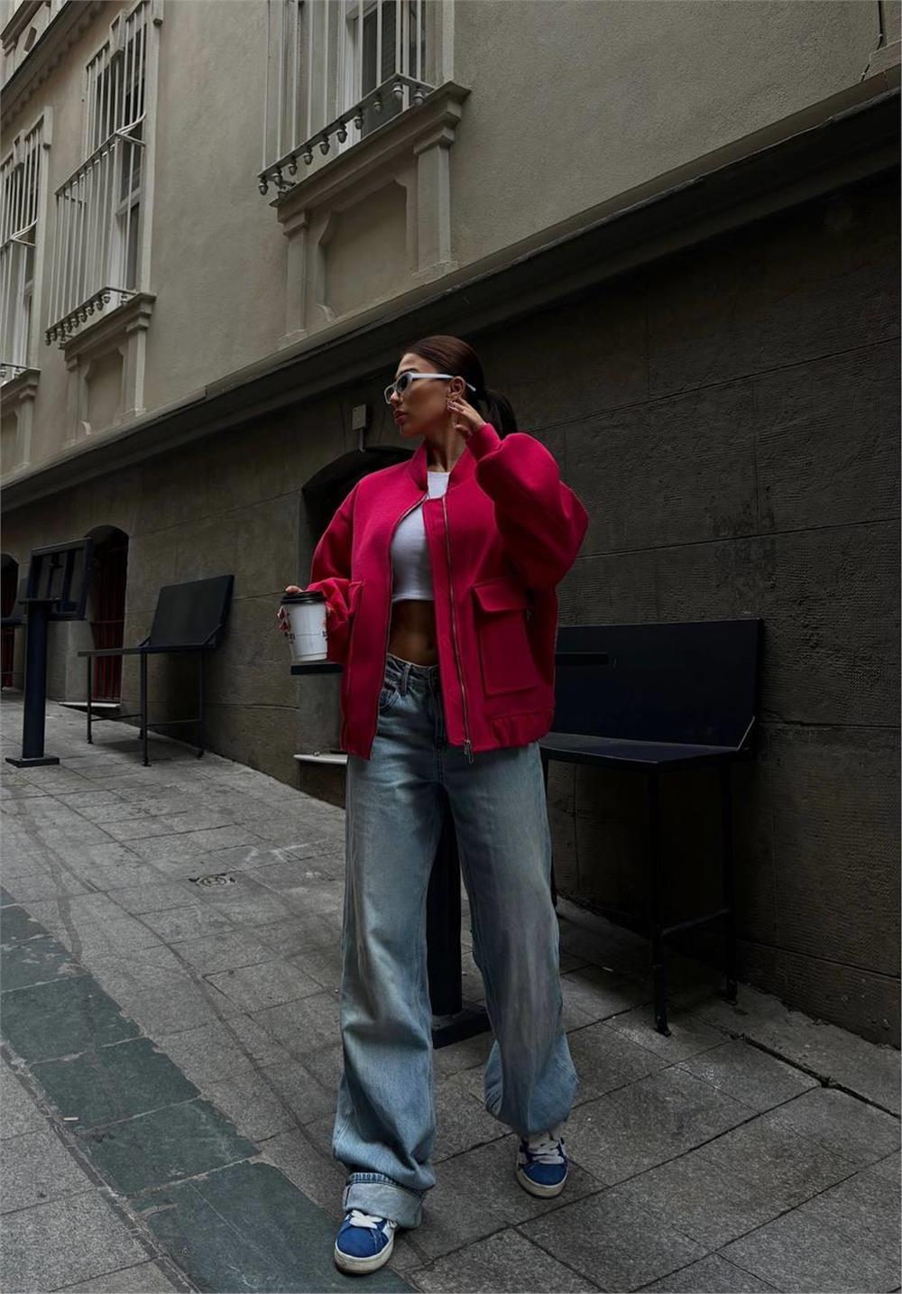 KAŞE FERMUARLI PİLOT MONT - Fuşya