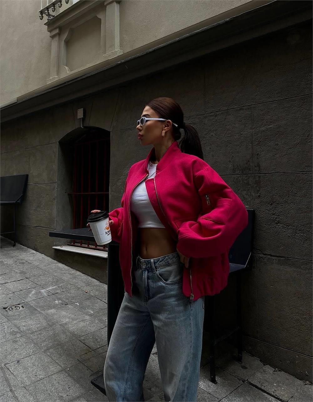 KAŞE FERMUARLI PİLOT MONT - Fuşya