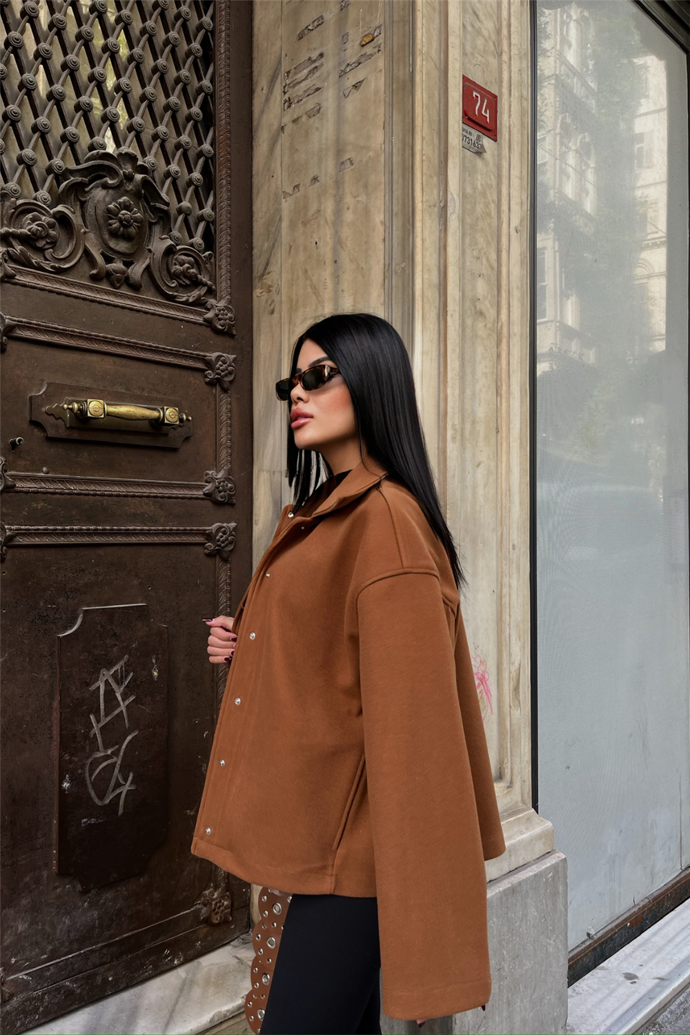 KAŞE GÖMLEK CEKET YANDAN CEP DETAYLI - Kahverengi