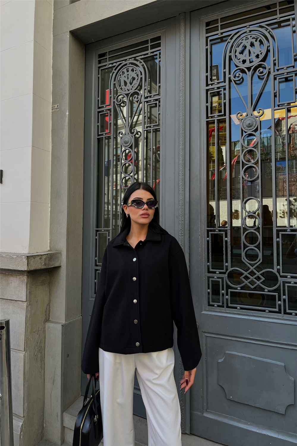 KAŞE GÖMLEK CEKET YANDAN CEP DETAYLI - Siyah