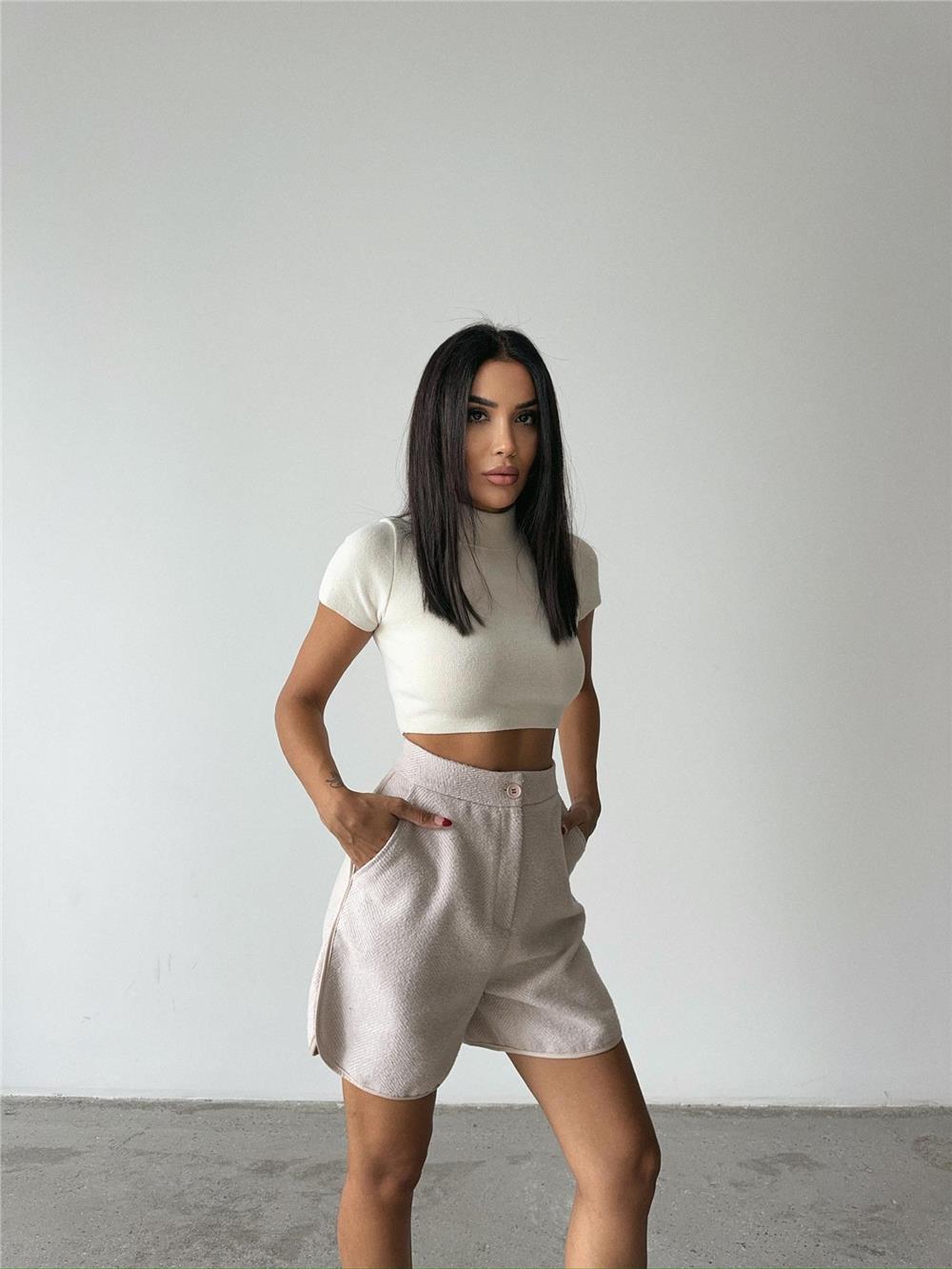 KAŞE KISA ŞORT - Taş