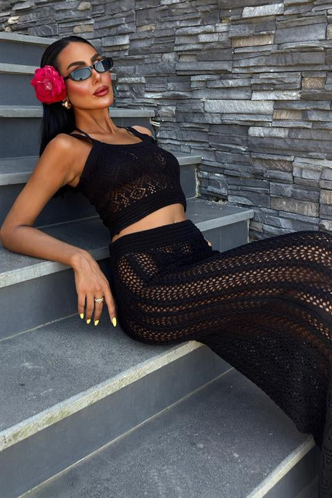 Kayla Dantel Desenli Crop Takım 9840