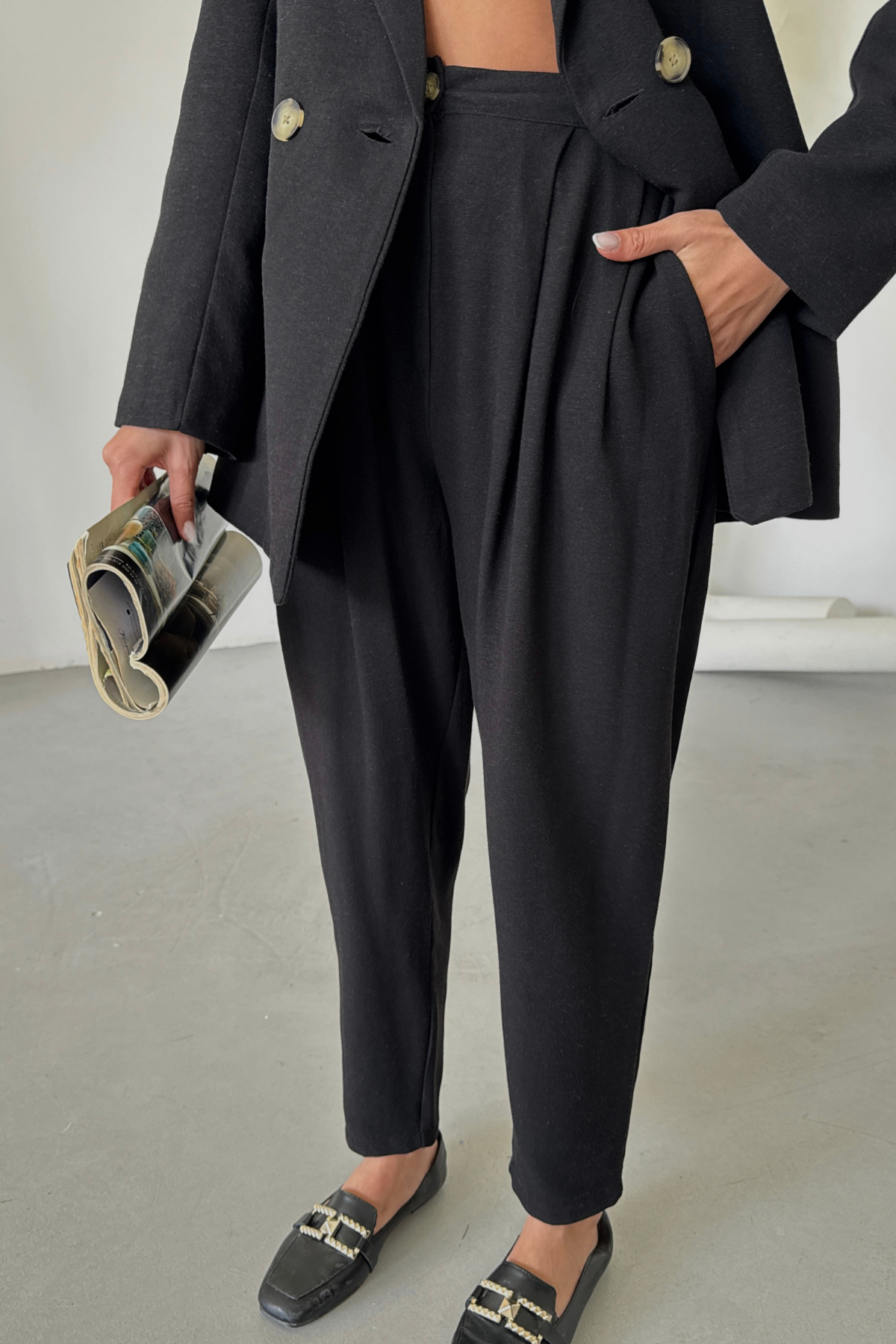 KETEN CEKET - PANTOLON TAKIM - Siyah