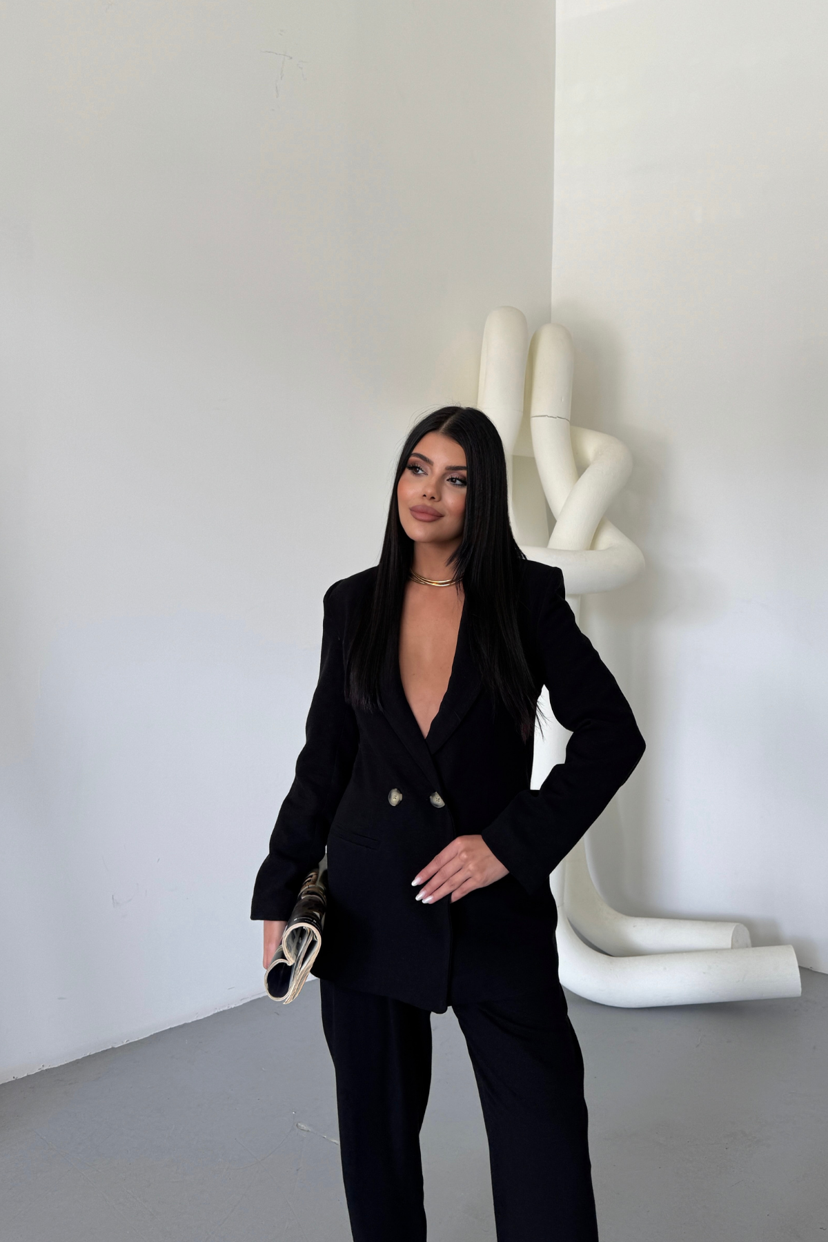 KETEN CEKET - PANTOLON TAKIM - Siyah