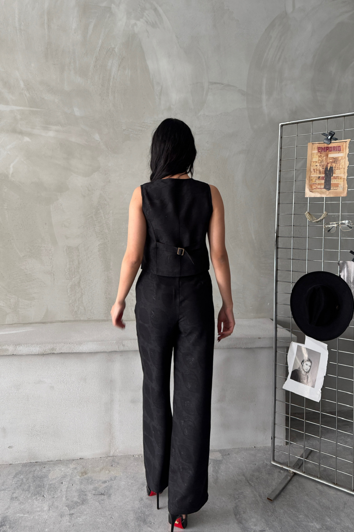 KETEN TEK DÜĞME YELEK-PANTOLON TAKIM - Siyah