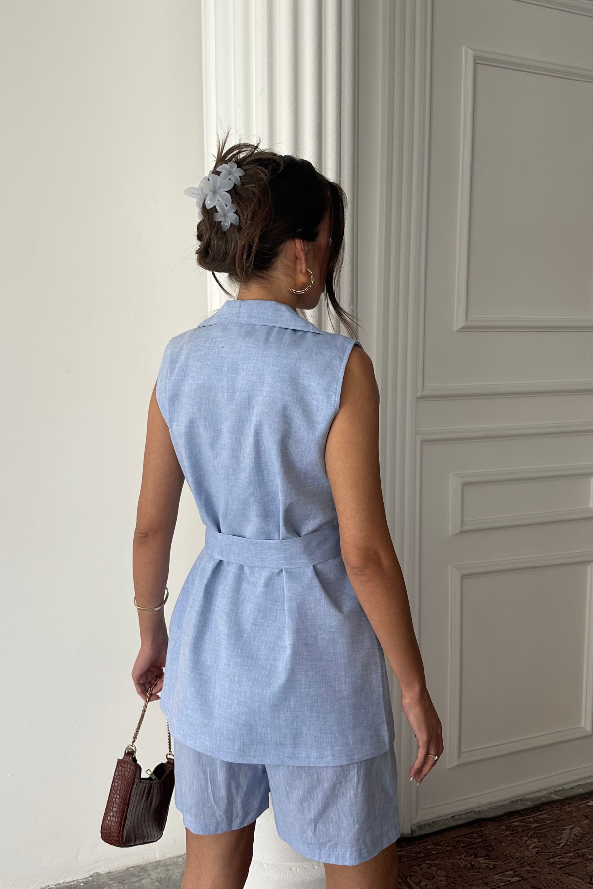 KETEN YELEK - ŞORT TAKIM - Mavi