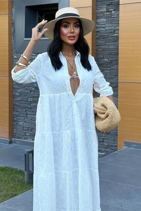 Kimberly Fistolu Uzun Elbise 2442-08