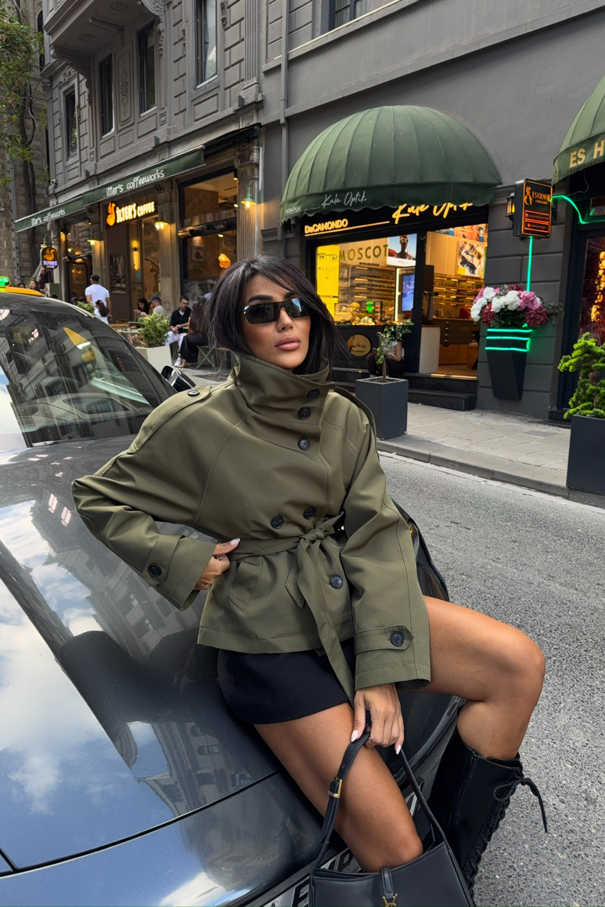 KISA TRENCH BOĞAZLI - Haki