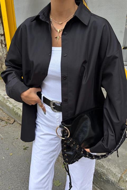 Klasik Oversize Poplin Gömlek 3421