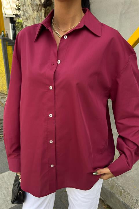 Klasik Oversize Poplin Gömlek 3421
