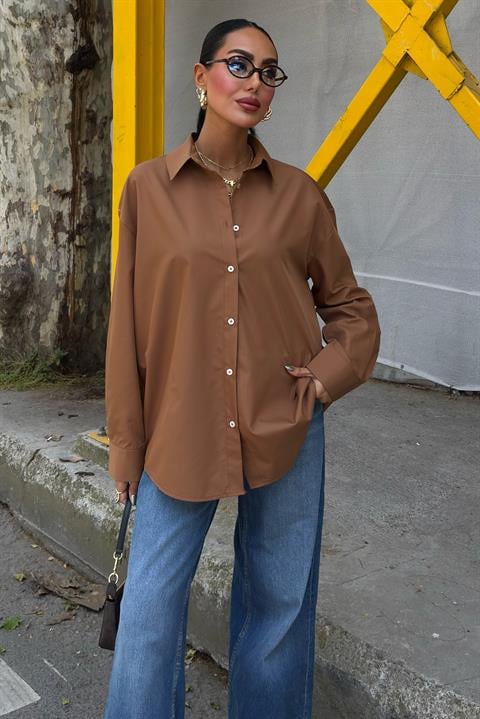 Klasik Oversize Poplin Gömlek 3421