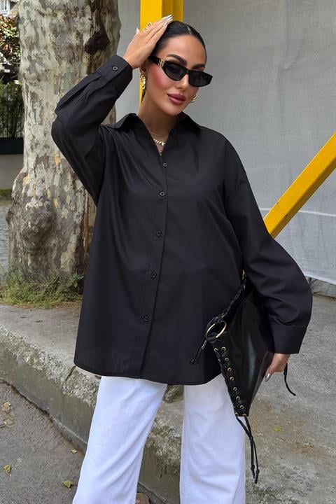 Klasik Oversize Poplin Gömlek 3421