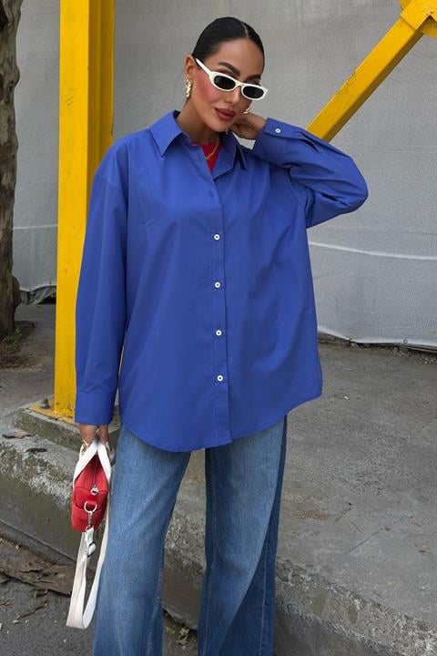 Klasik Oversize Poplin Gömlek 3421