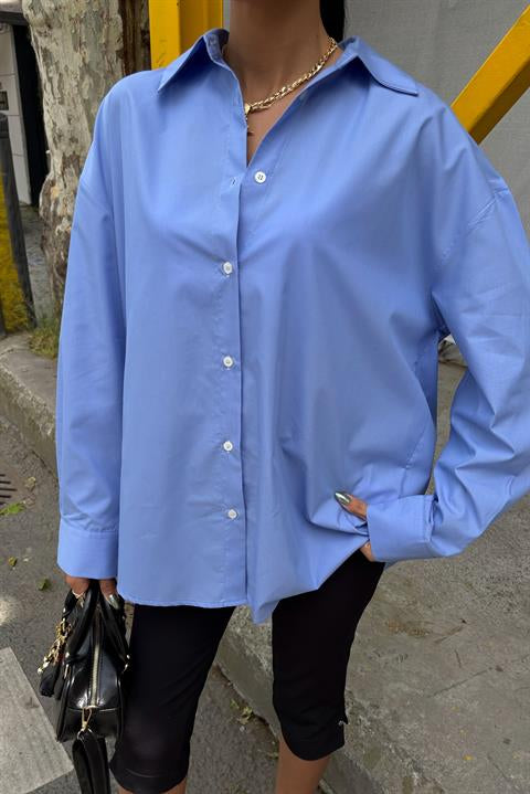 Klasik Oversize Poplin Gömlek 3421