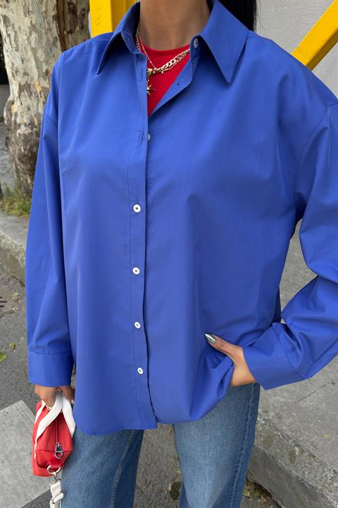 Klasik Oversize Poplin Gömlek 3421