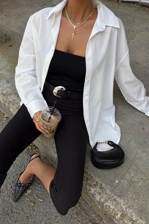 Klasik Oversize Poplin Gömlek 3421