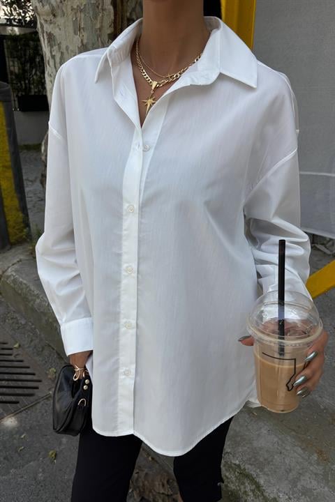 Klasik Oversize Poplin Gömlek 3421