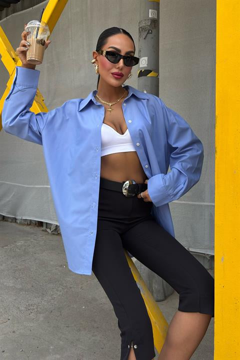 Klasik Oversize Poplin Gömlek 3421