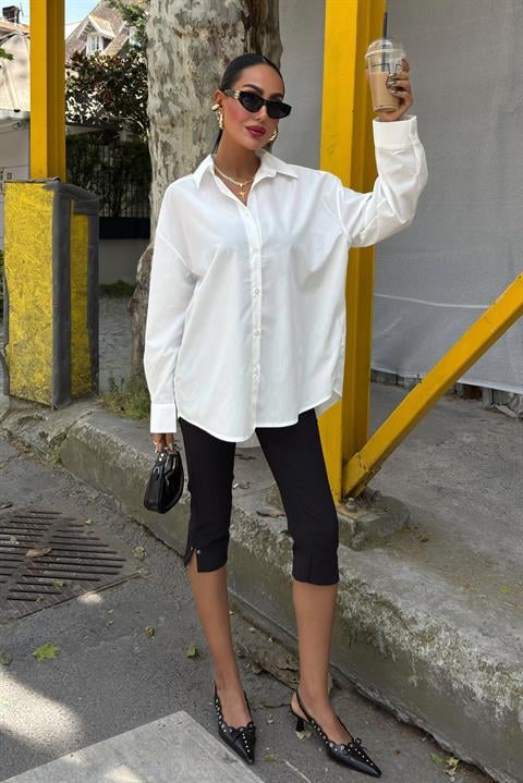 Klasik Oversize Poplin Gömlek 3421