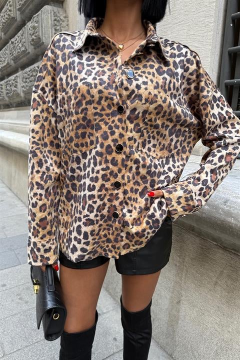 Klohe Leopar Desenli Gömlek 3400