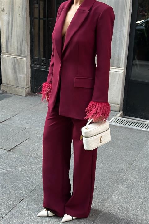 Kolları Tüy Detaylı Premium Double Takım 10279