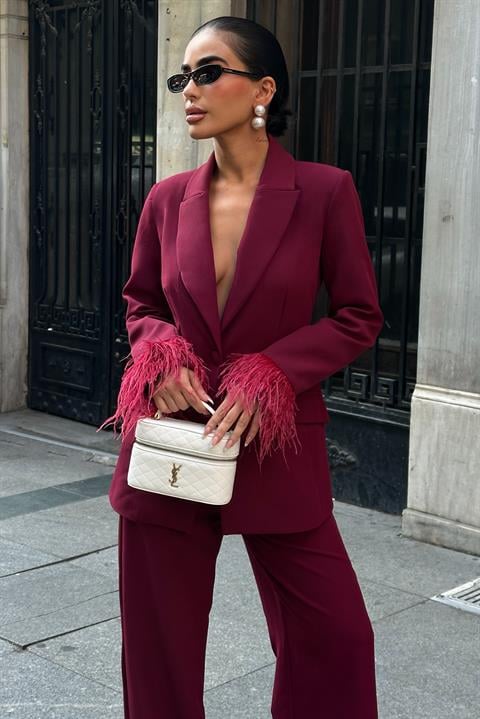 Kolları Tüy Detaylı Premium Double Takım 10279